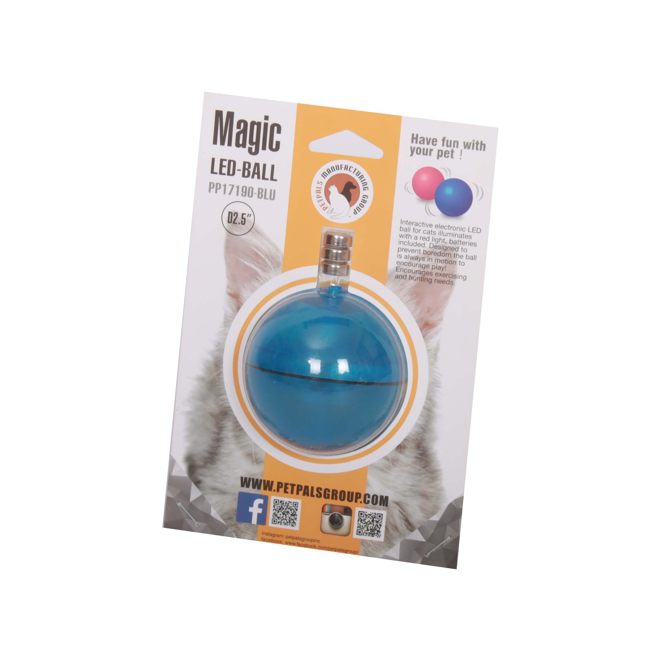 PetPals | LED Cat Ball (Blue) | Cat Toy